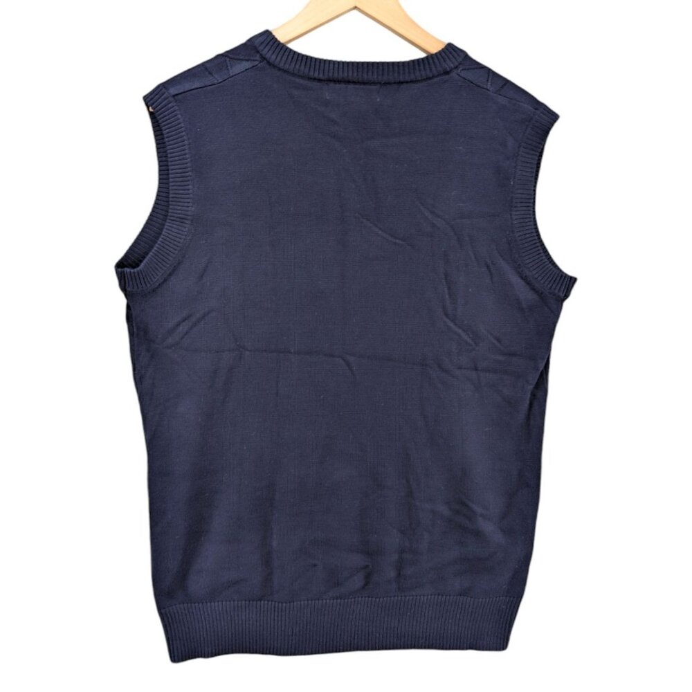PJ Paul Jones Sweater Vest Mens Navy Blue Knit V Neck Sleeveless Pullover Size L - Picture 2 of 8